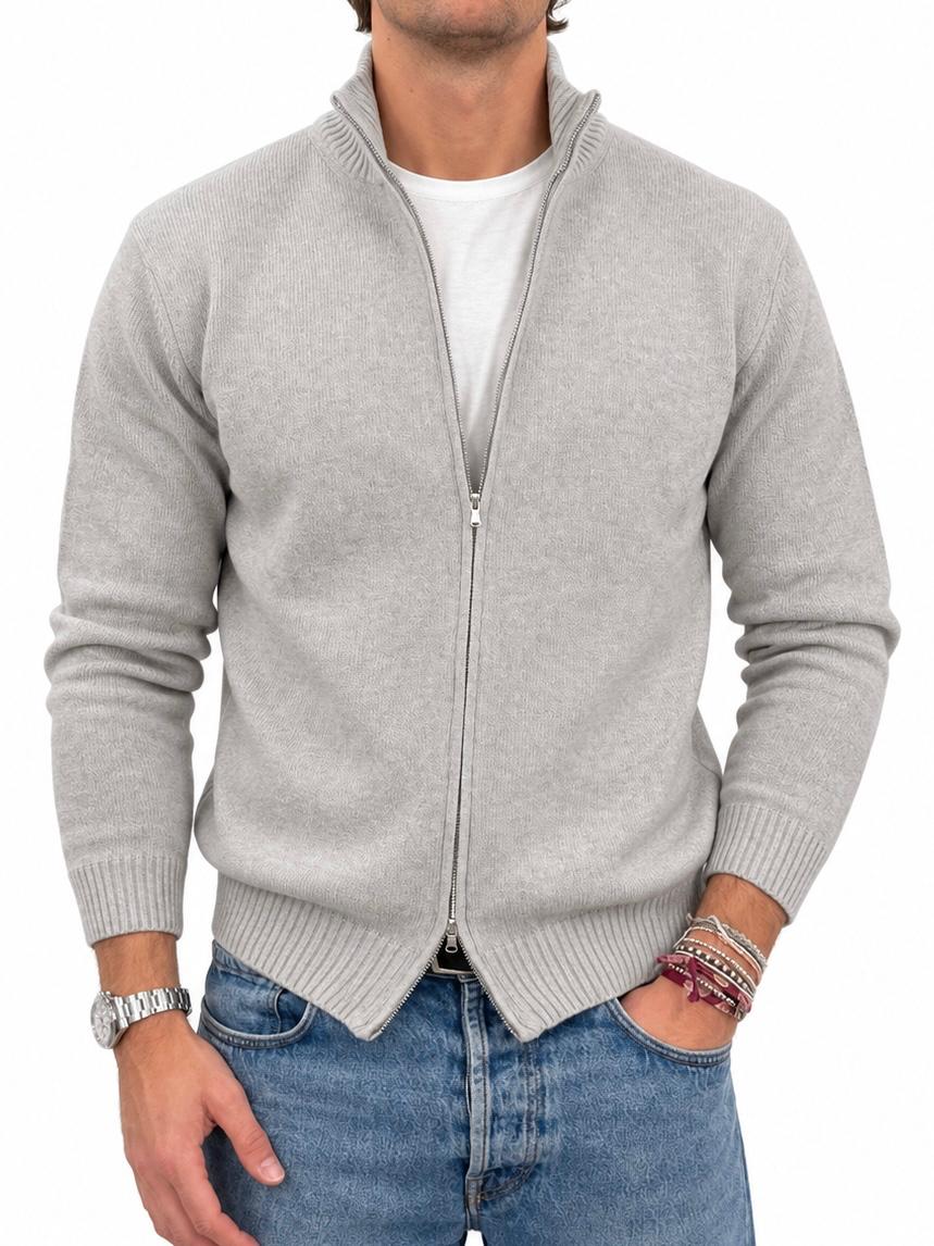 Maglia Full Zip in Misto Lana