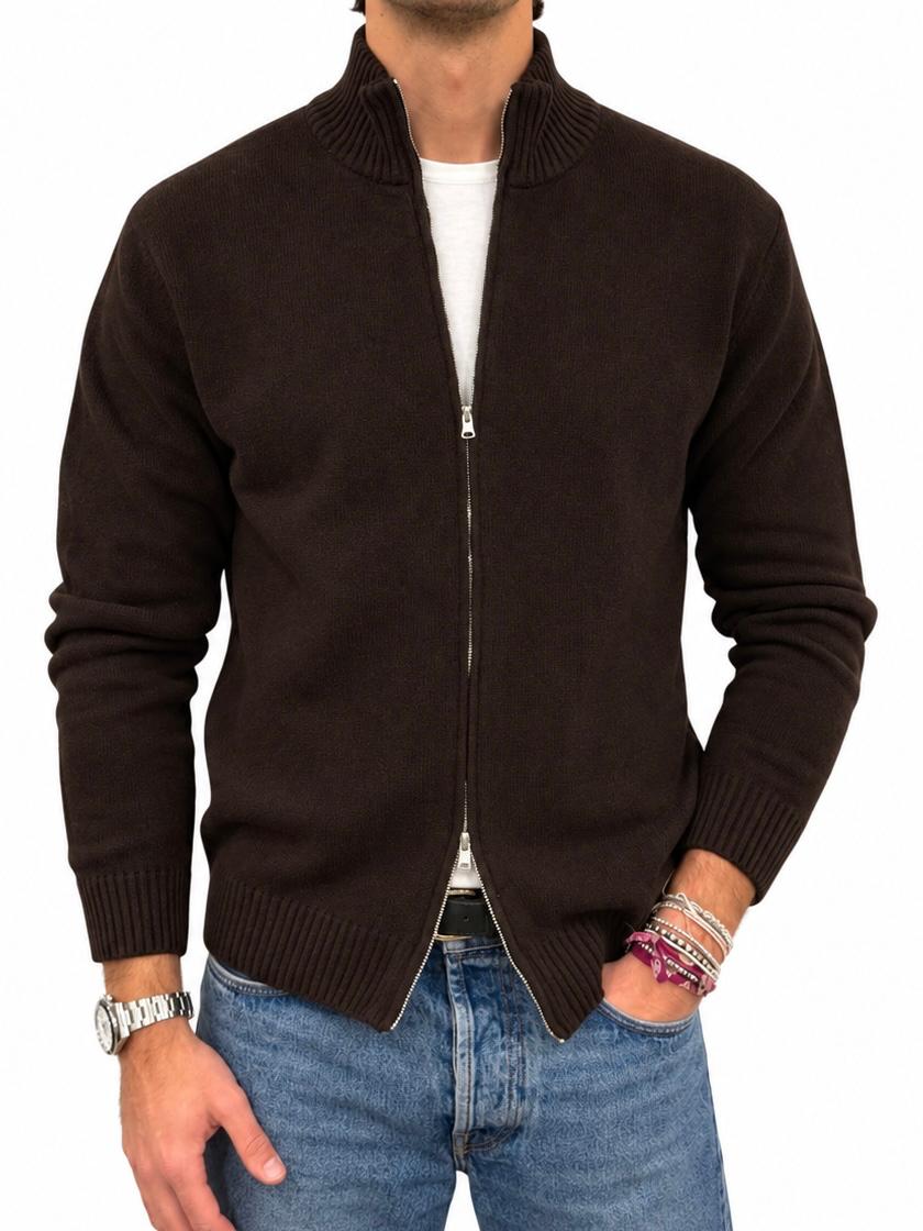 Maglia Full Zip in Misto Lana