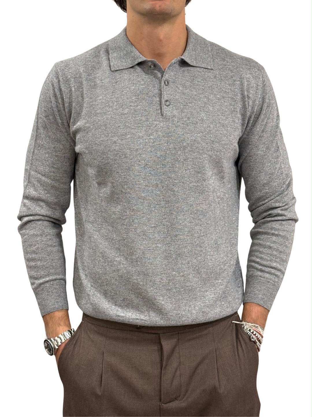 Polo tre bottoni in Lana e Cashmere