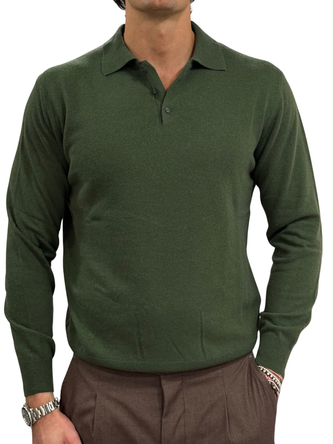 Polo tre bottoni in Lana e Cashmere