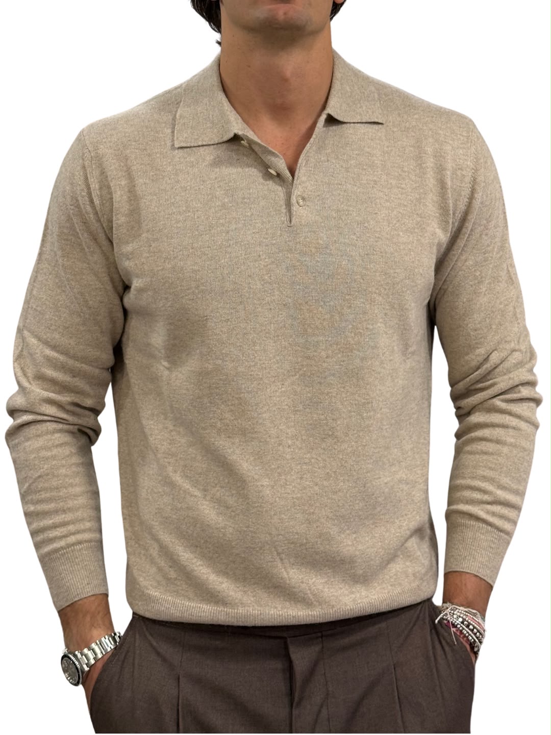 Polo tre bottoni in Lana e Cashmere