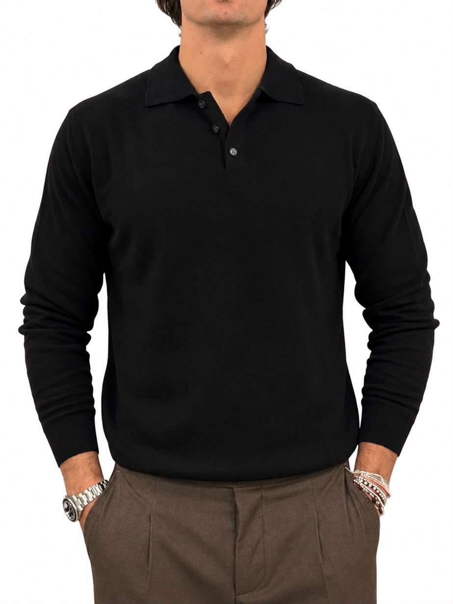 Polo tre bottoni in Lana e Cashmere