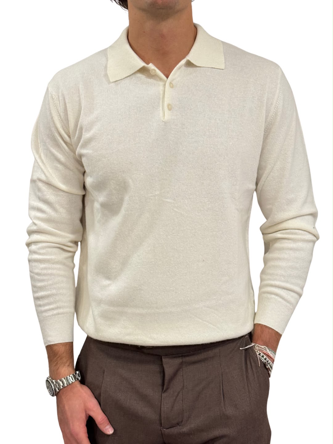 Polo tre bottoni in Lana e Cashmere