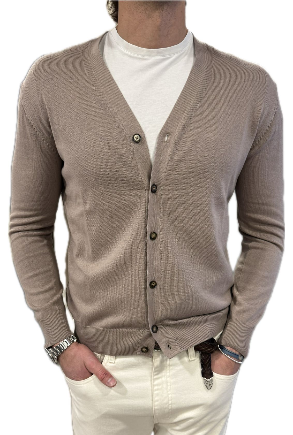 Cotton and cashmere cardigan