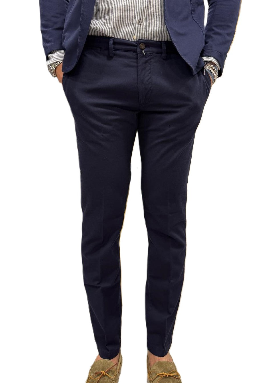 Pantaloni lino e cotone slim fit