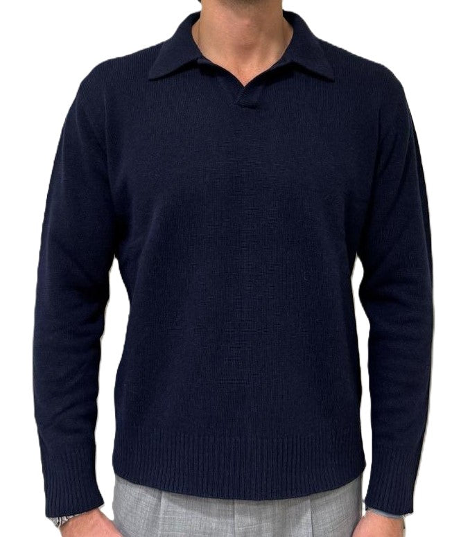 Polo derby collo camicia lana e cashmere
