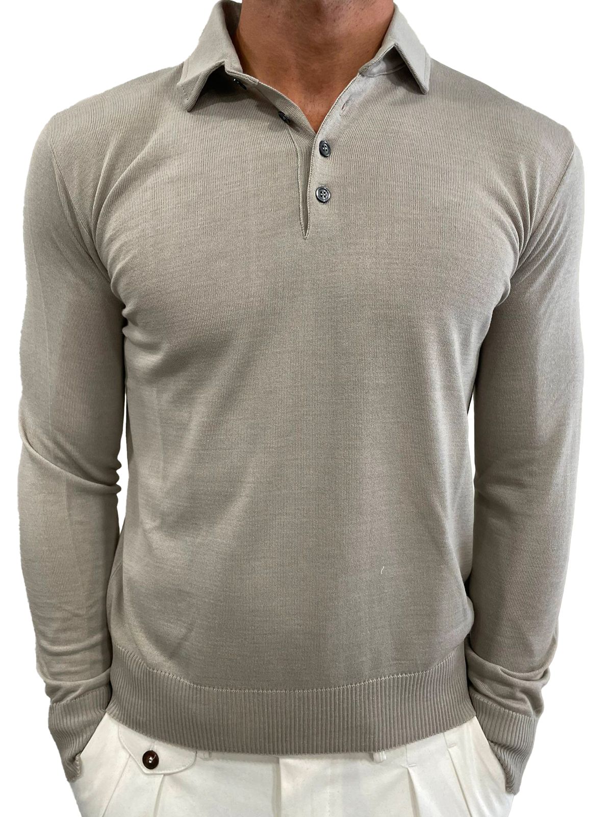 Polo in lana rasata collo camicia