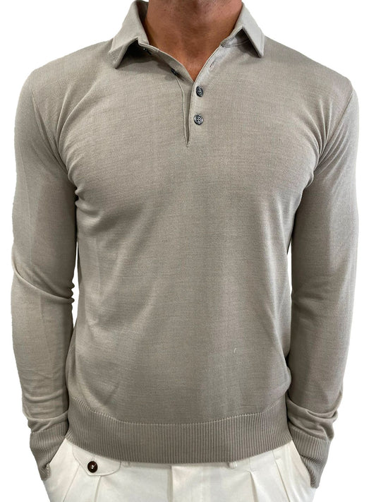 Polo in lana rasata collo camicia