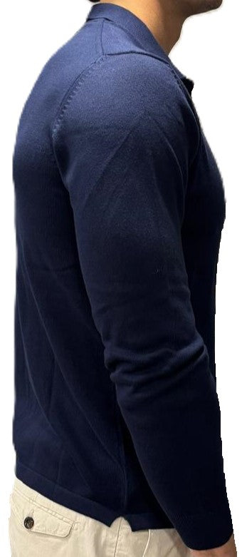 Cotton and cashmere knit polo shirt