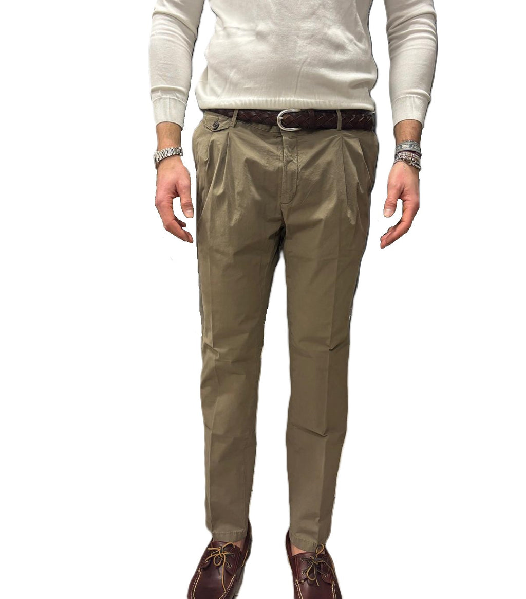 Fourten cotton double-pleat trousers