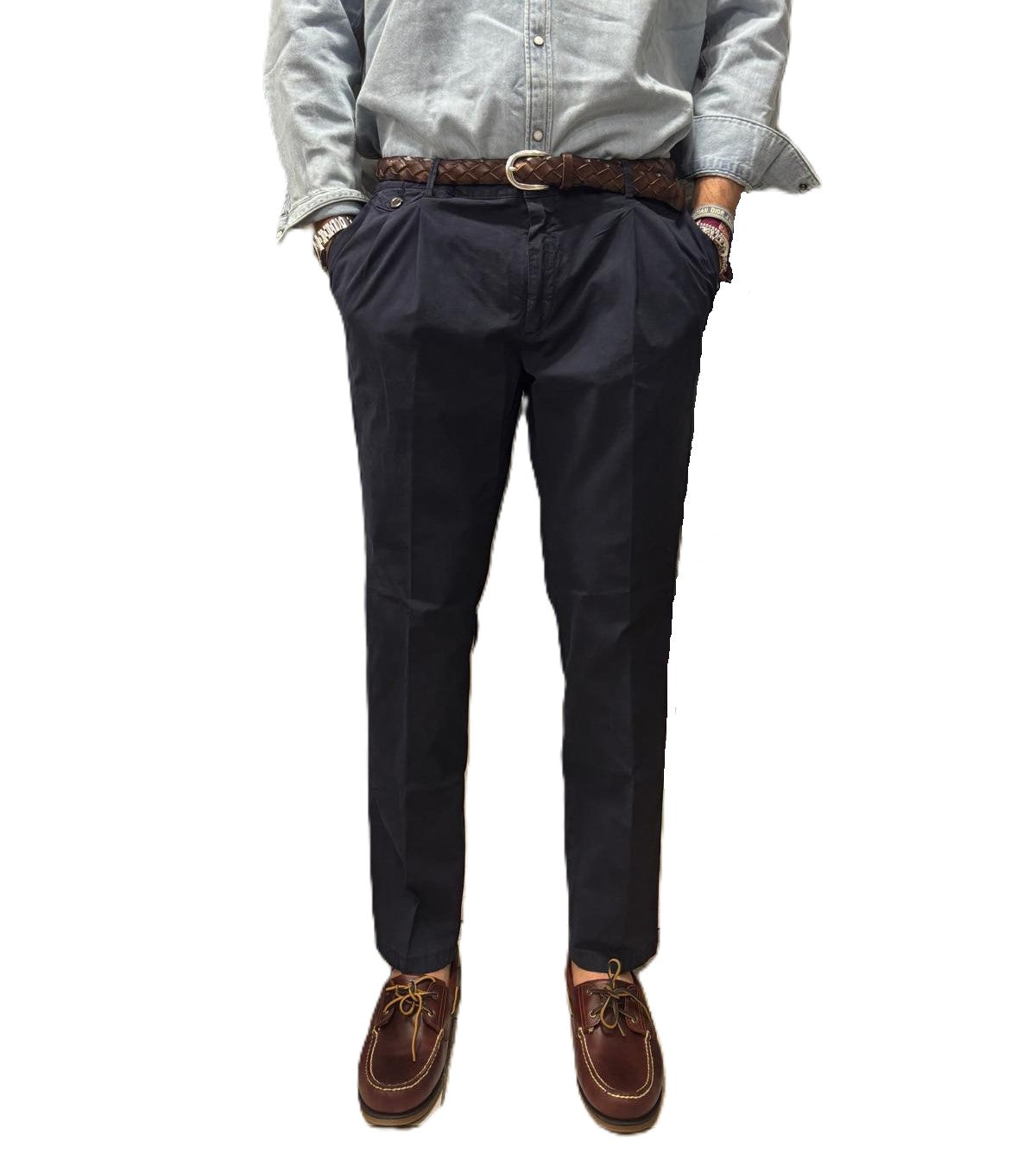 Fourten cotton double-pleat trousers