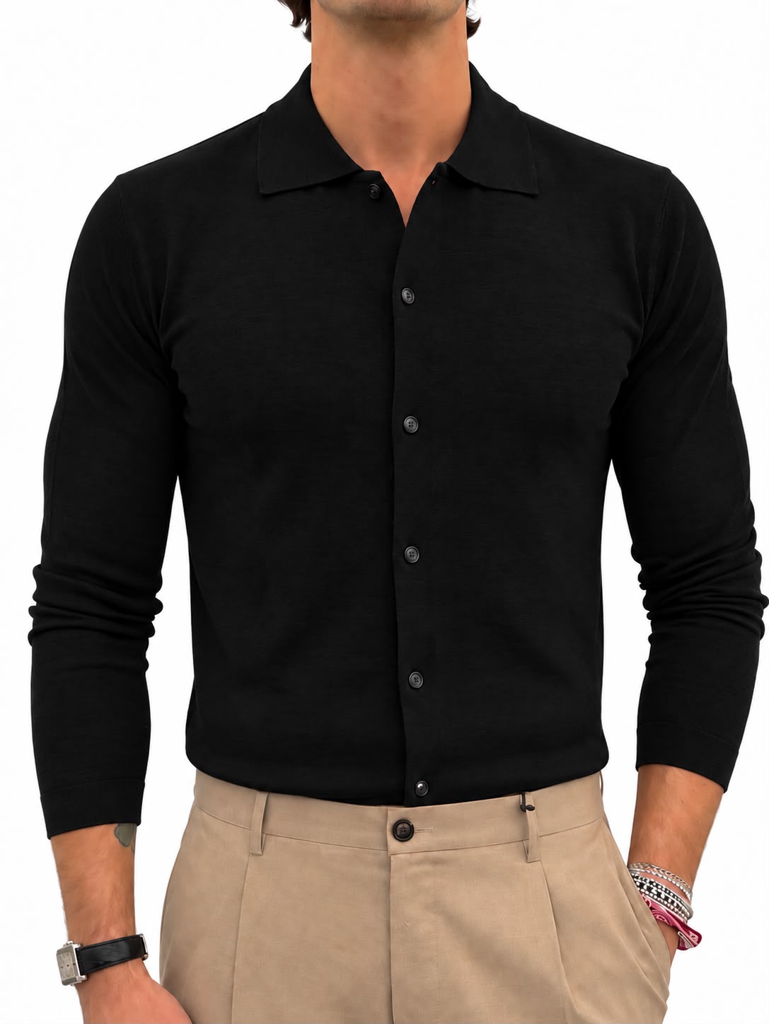 Polo camicia misto Lana e Cashmere