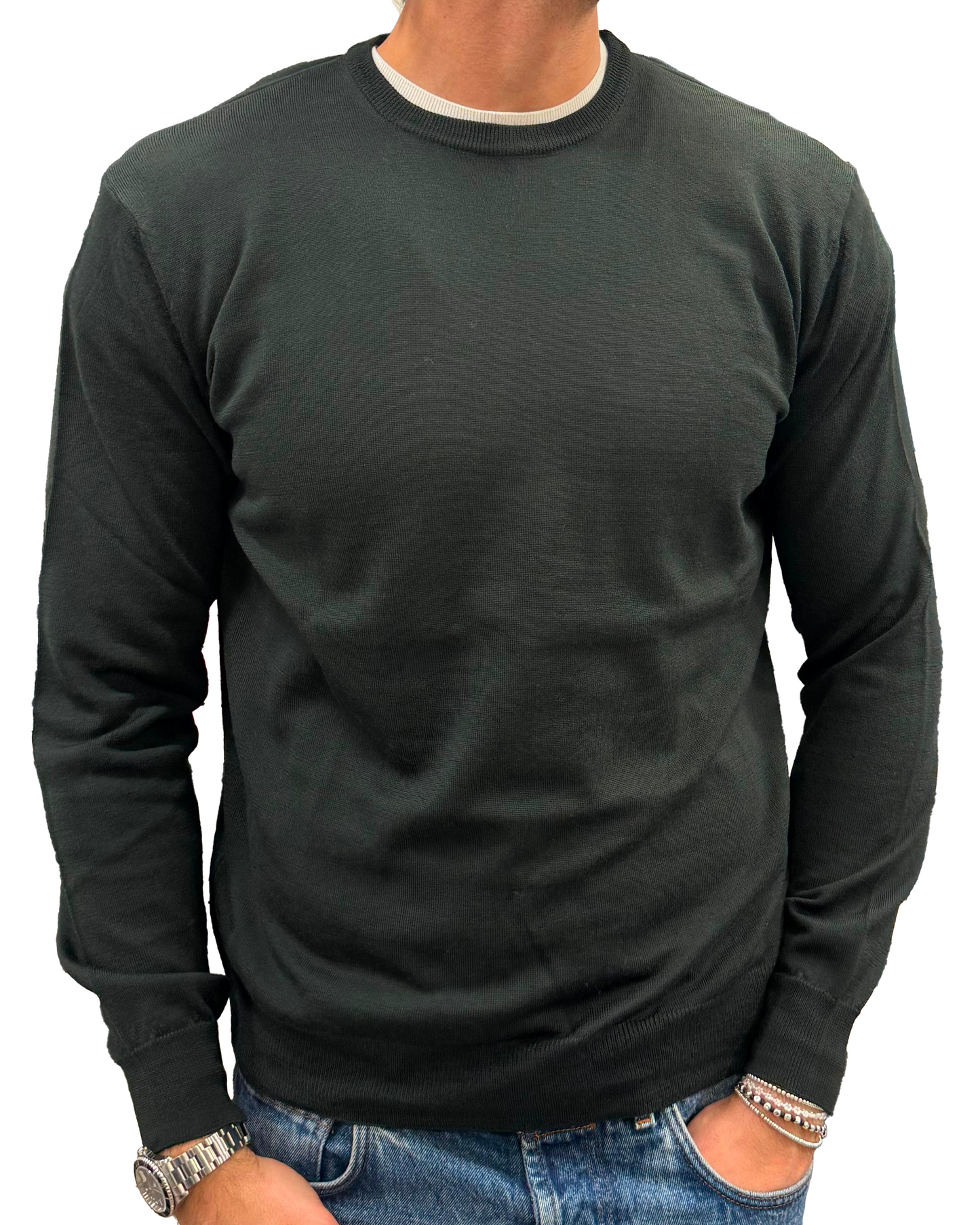 Maglione girocollo pura lana merinos