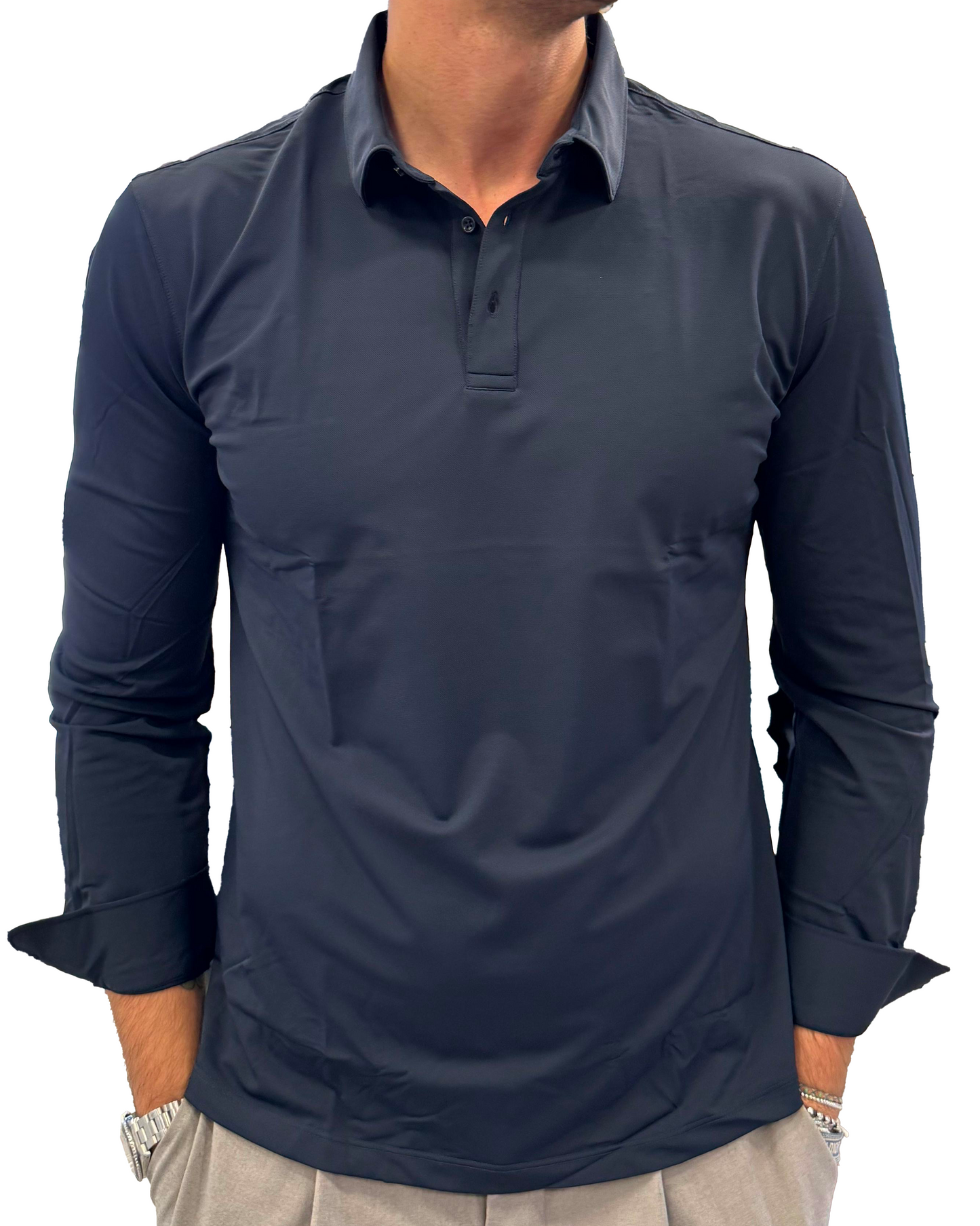 Polo camicia in tessuto tecnico no stiro