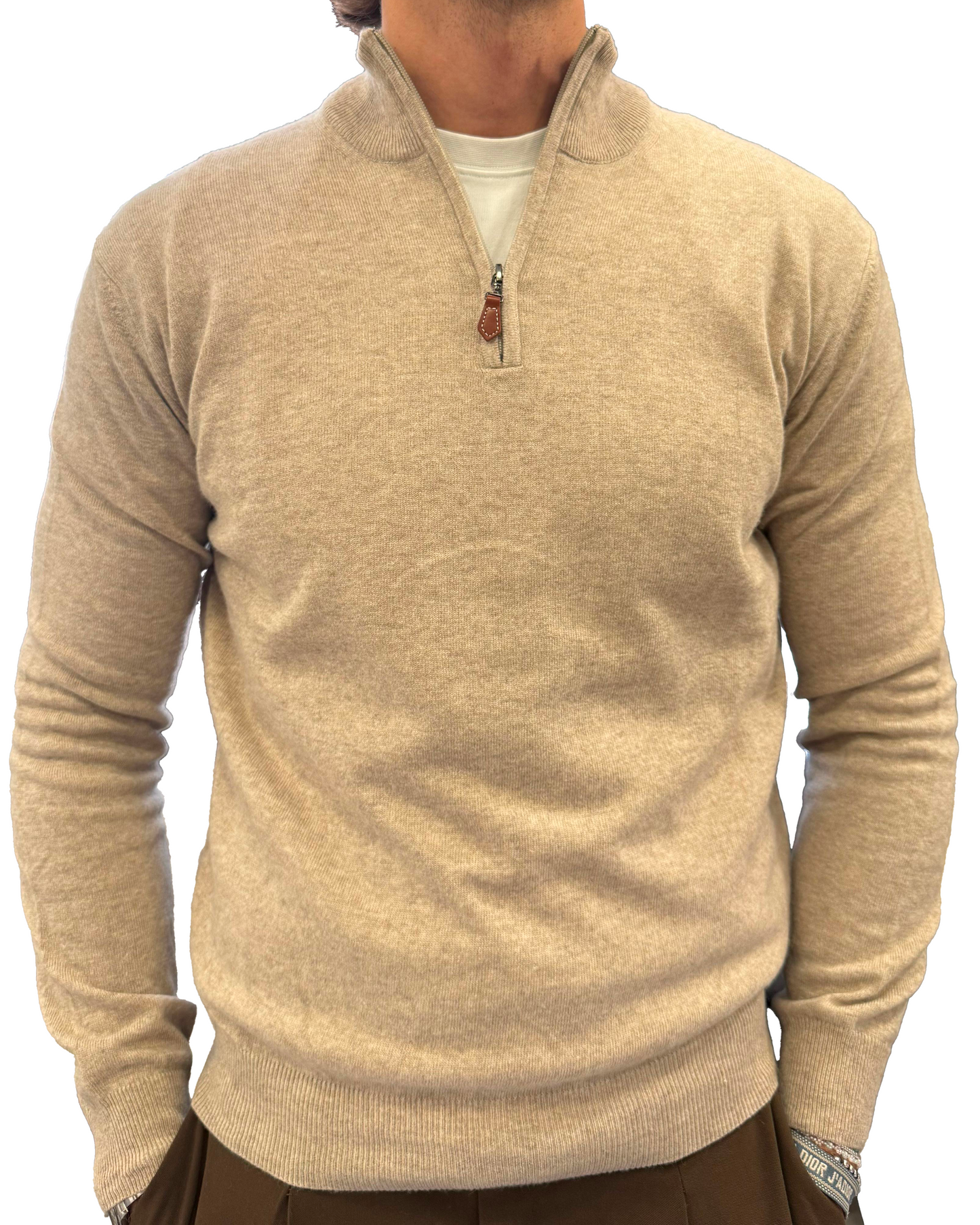 Maglione mezzo zip lana e cashmere