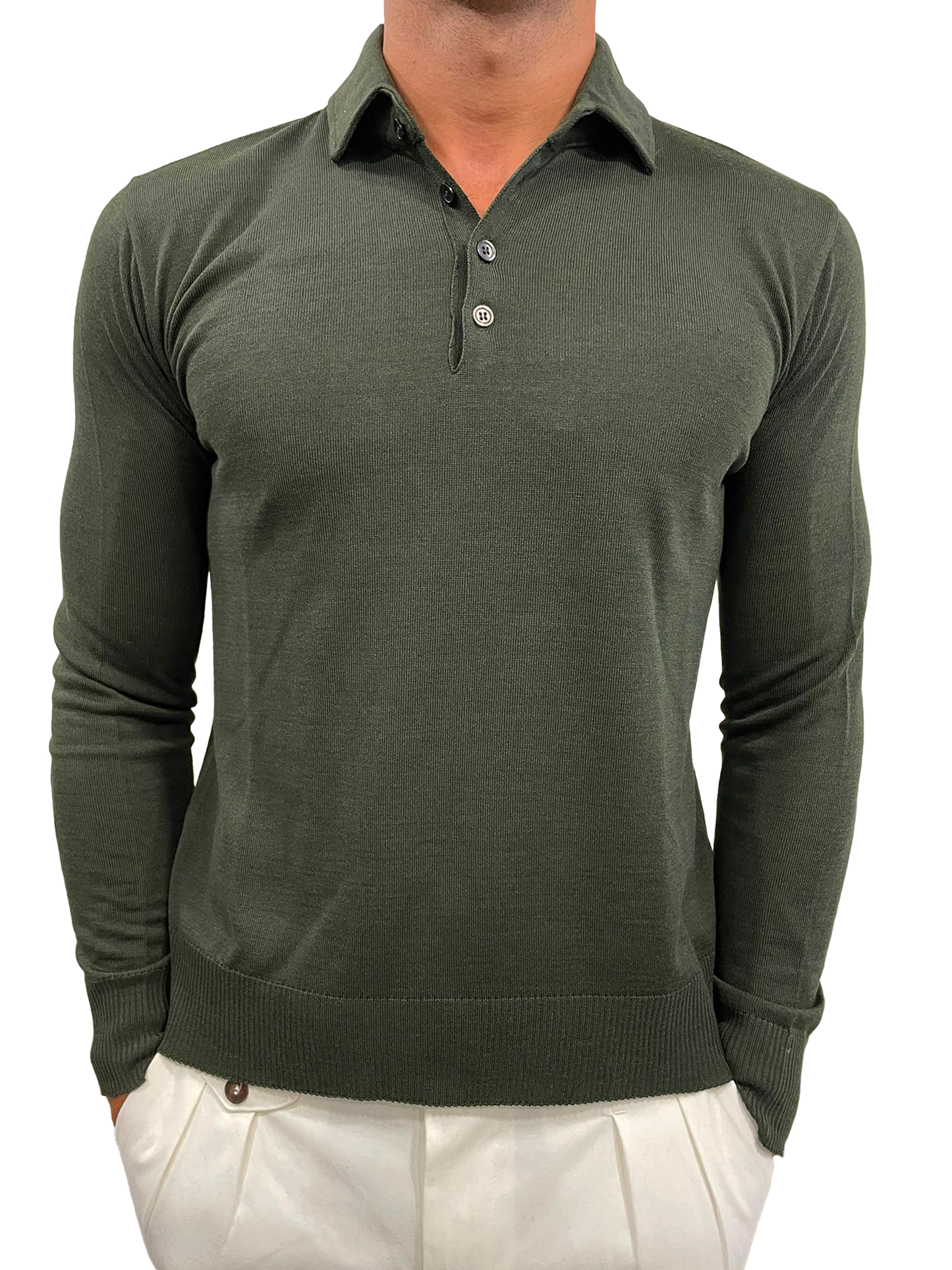 Polo in lana rasata collo camicia