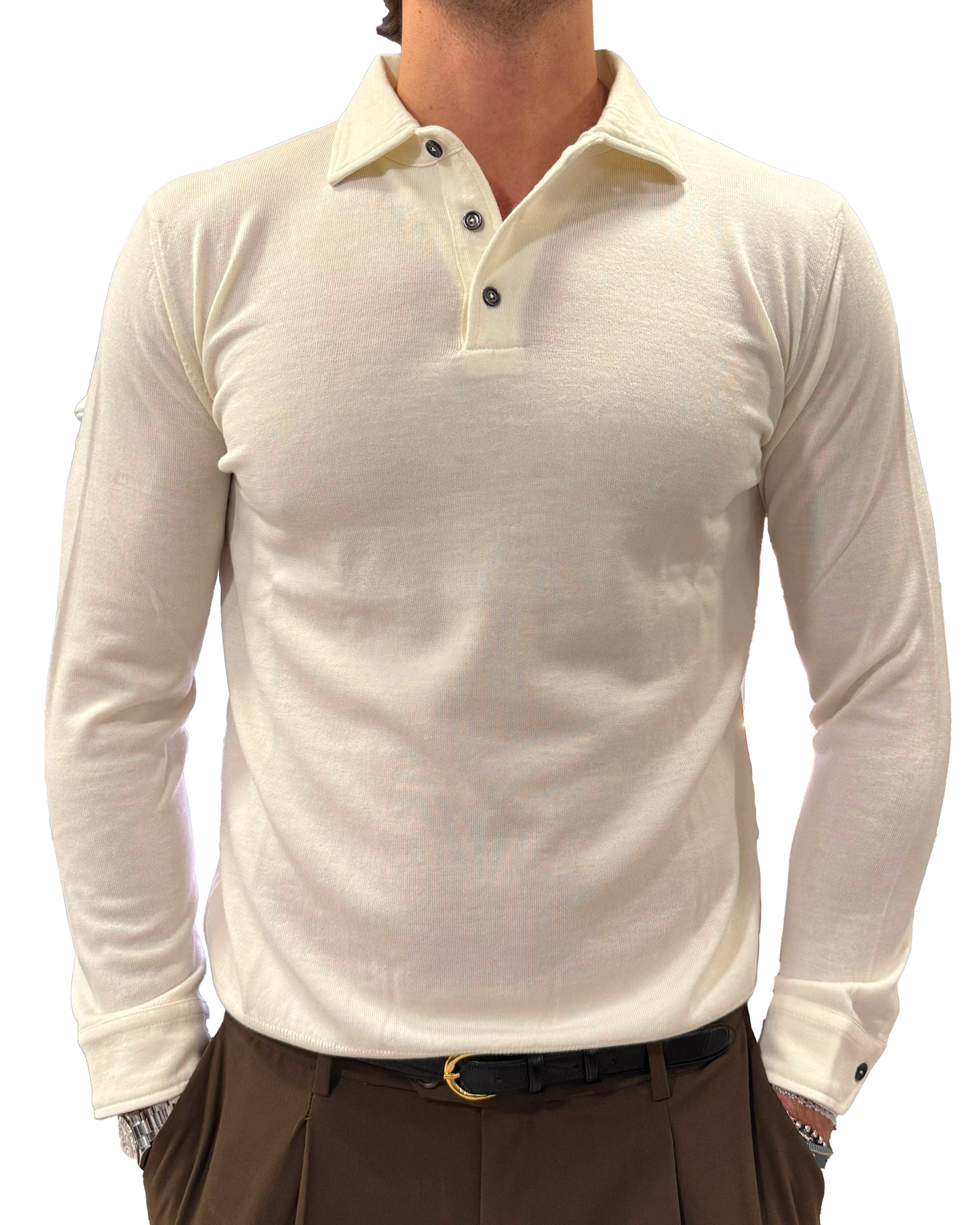 Polo camicia in pura lana extrafine