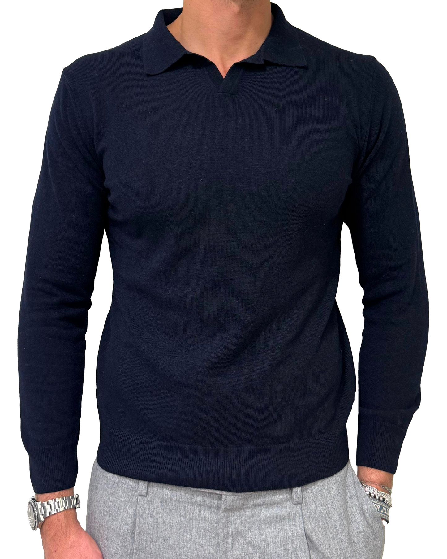 Polo collo derby misto lana e cashmere