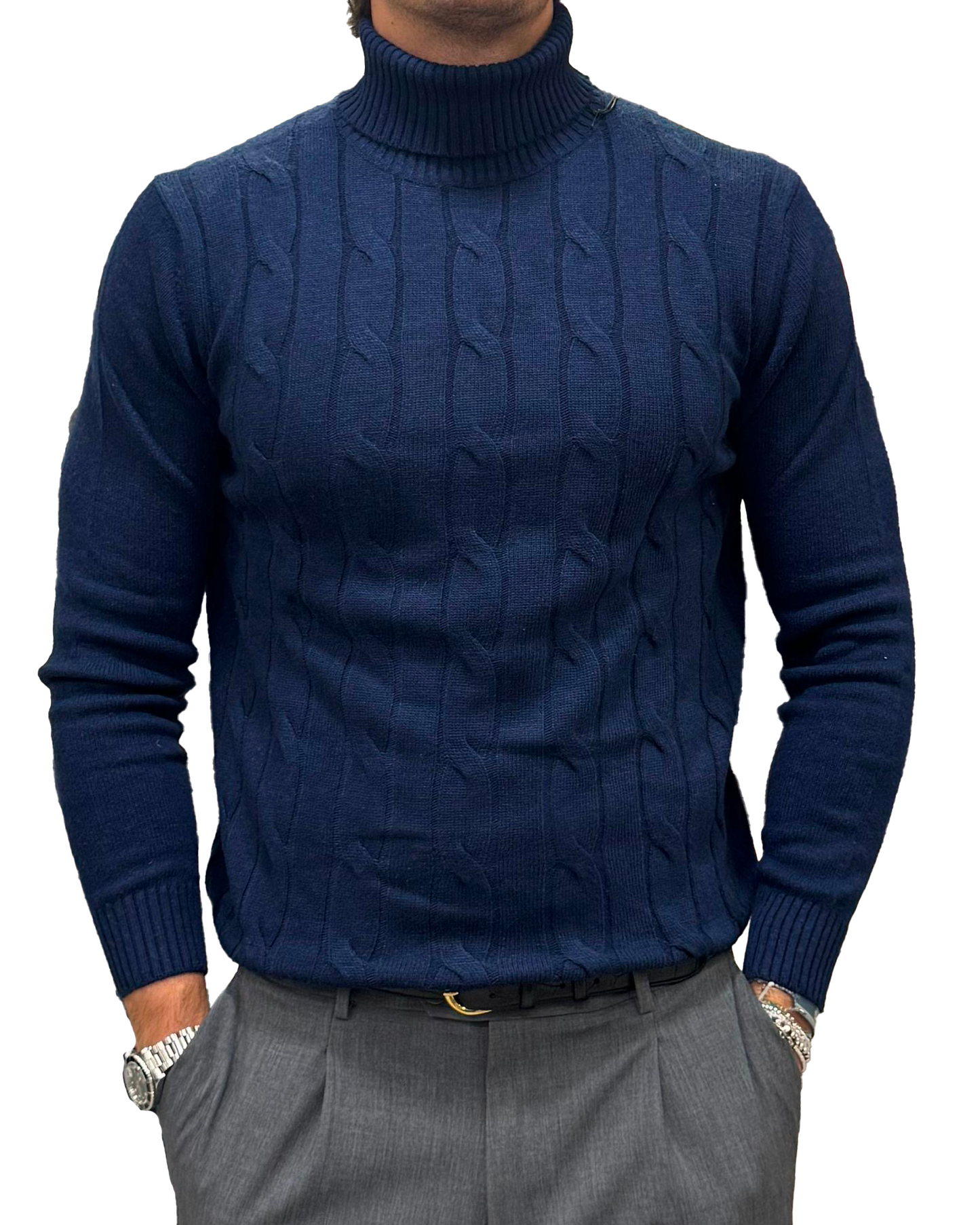 Dolcevita treccia lana e cashmere