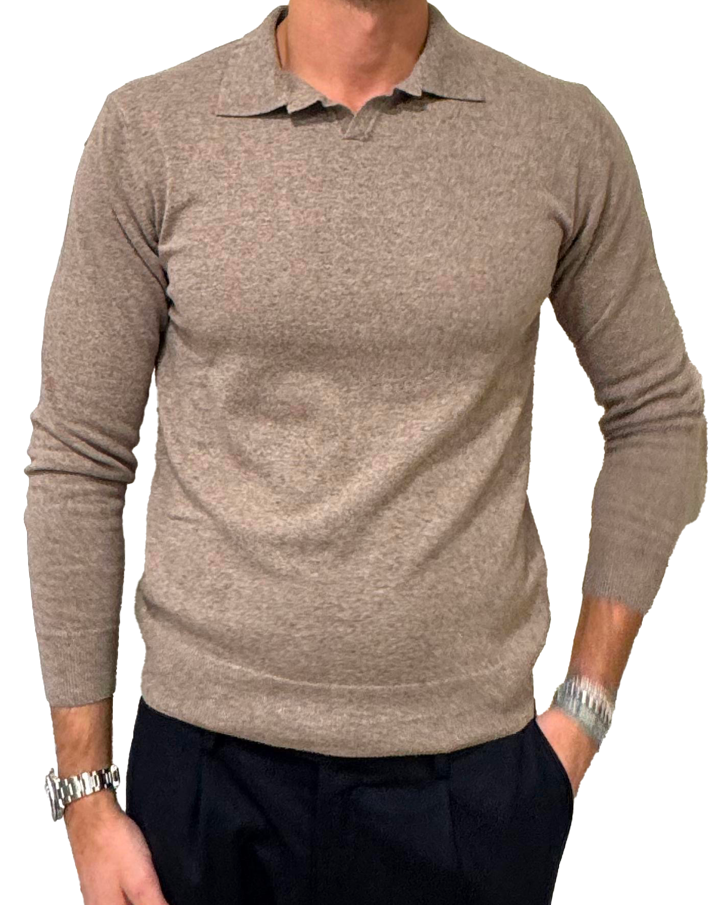 Polo collo derby misto lana e cashmere