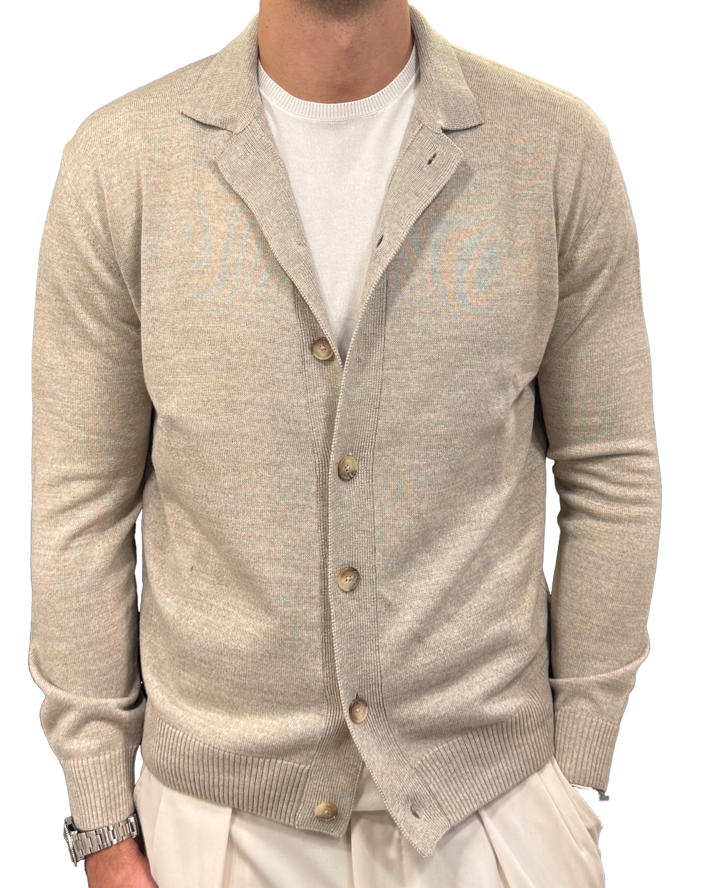 Giacca camicia in maglia di lana