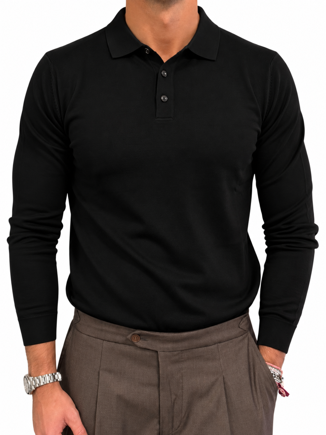 Polo 3 bottoni in Maglia Misto Lana