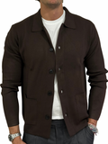 Cardigan in maglia collo camicia misto lana