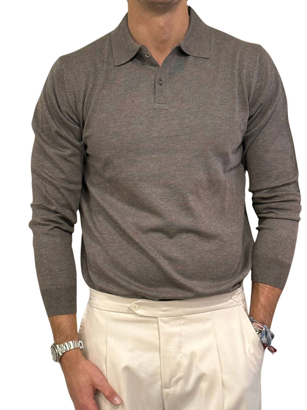 Polo in Maglia in Viscosa Due Bottoni