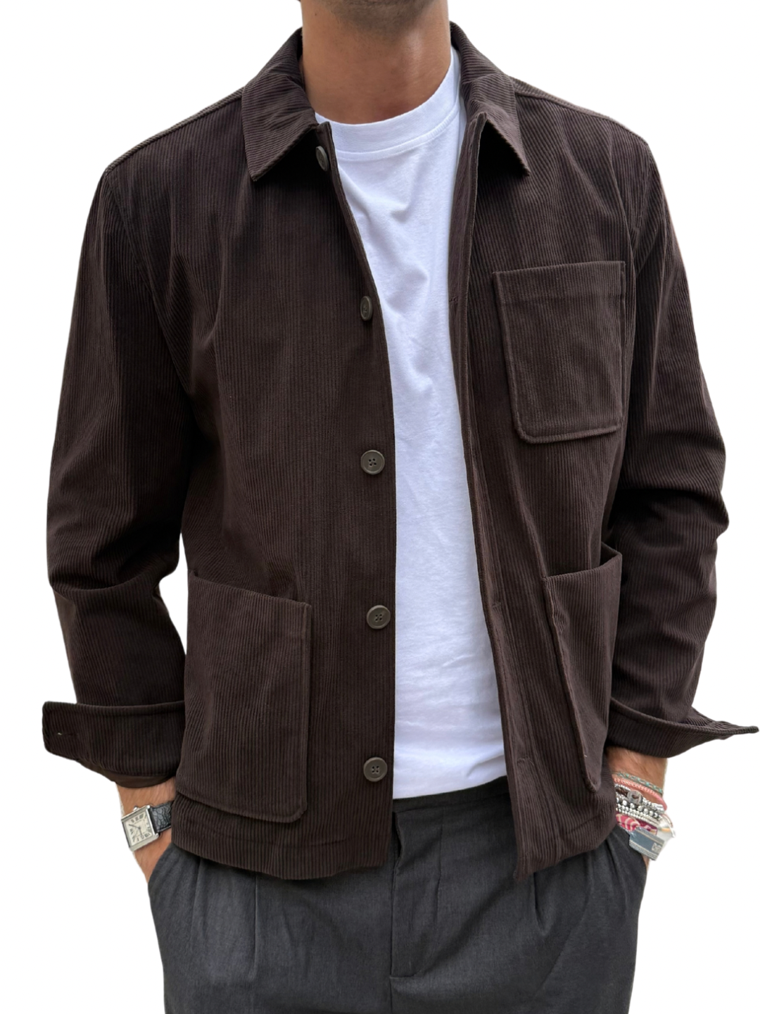 Giacca camicia in velluto a coste Hamaki-ho
