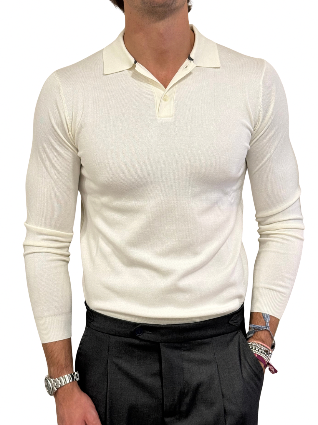 Polo in Maglia in Viscosa Due Bottoni