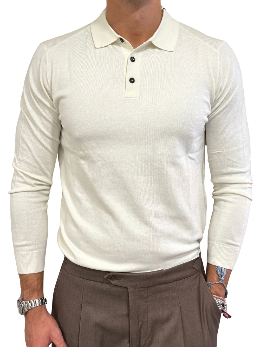 Polo 3 bottoni in Maglia Misto Lana