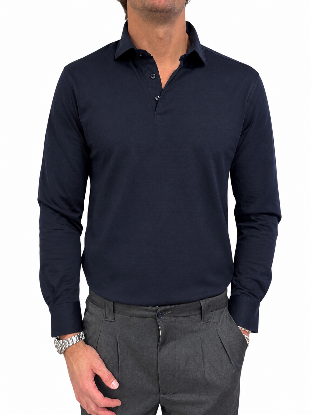 Polo camicia tre bottoni in jersey