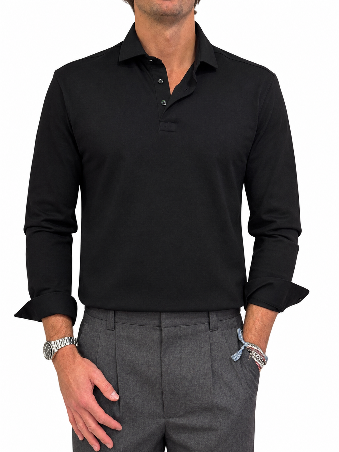 Polo camicia tre bottoni in jersey