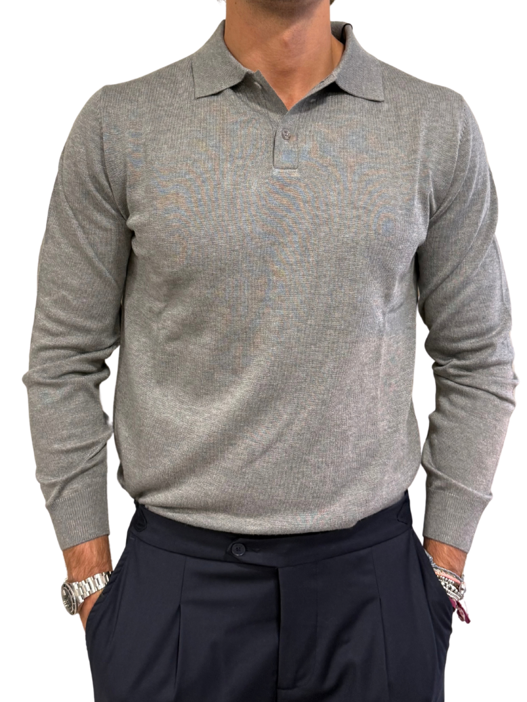 Polo in Maglia in Viscosa Due Bottoni