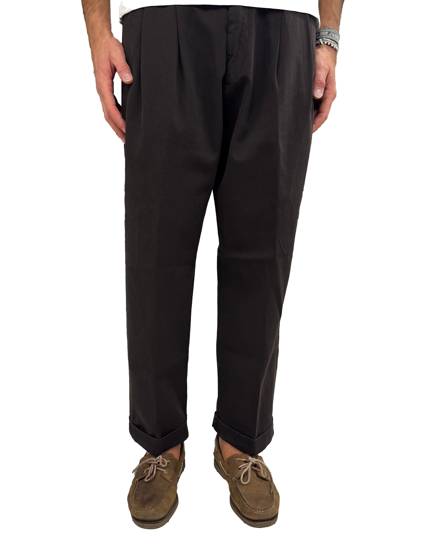 Pantalone in cotone outfit doppia pence