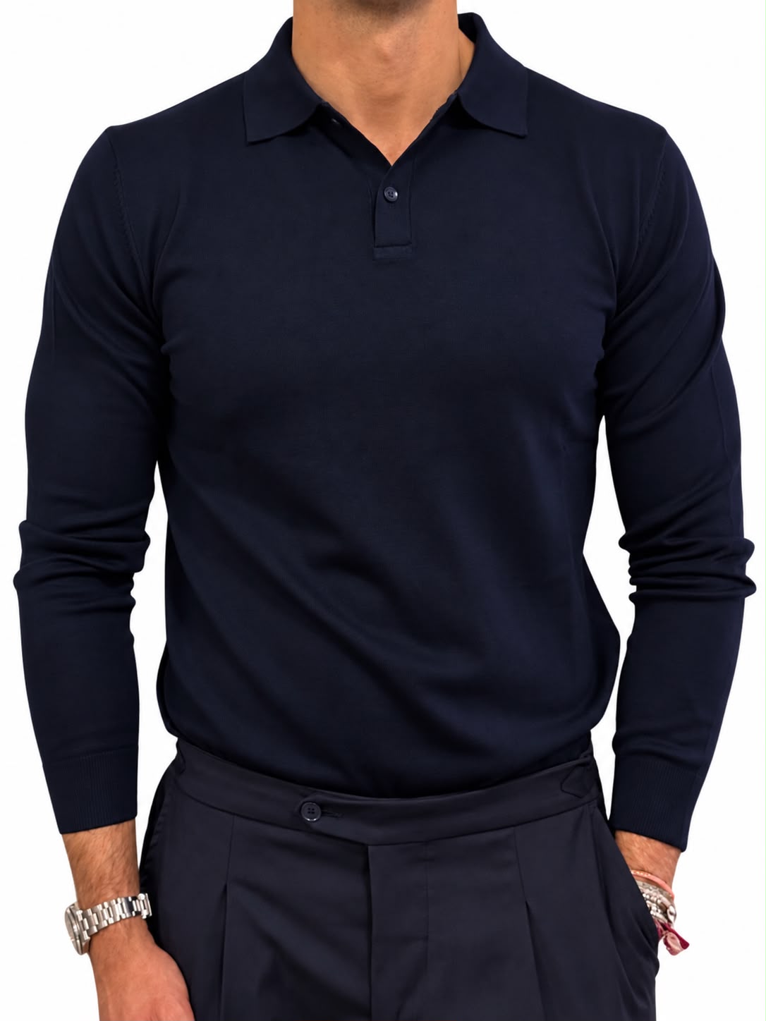 Polo in Maglia in Viscosa Due Bottoni